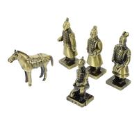 INOOMP 5 Figuras de Guerreros de Terracota Dorado en Aleación Diseño de Base Plana Rebabas para Decoración Vintage y Creativa en Escritorio