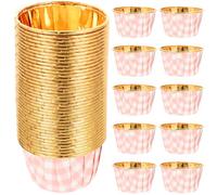INOOMP 50 Tazas para Hornear Papel Resistentes al Calor, Envoltorios Decorativos para Muffins Rosa a Cuadros, Moldes Prácticos para Postres y Helados en Fiestas y Repostería Casera