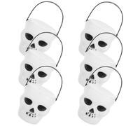 INOOMP 6 Piezas Cubo de Golosinas de Halloween Blanco de Plástico Asa, Fácil de Llevar y Seguro para Fiestas y Celebraciones Temáticas