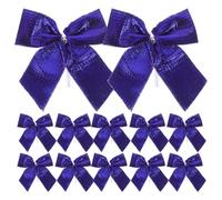 INOOMP 60 Piezas de Moños Navideños Azules para Árbol de Navidad, Adornos Colgantes de Tejido No Descolorante para Decorar Tu Hogar en Navidad