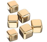 INOOMP 6piezas Piedras de Hielo Reutilizables de Acero Inoxidable de Cubitos Dorados para Whisky Enfriadores Prácticos sin Perfectos para Bares Restaurantes y Bebidas