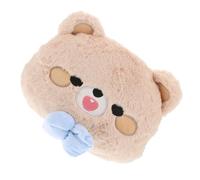 INOOMP Almohada de Coche con Bordado de Oso y Lazo Cojín de Peluche Kawaii para Reposacabezas con Correa Ajustable y Funda Extraíble Soporte Cómodo para Asiento de Vehículo
