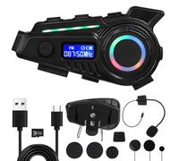 INOOMP Auriculares para Casco de Motocicleta, Auriculares Inalámbricos 5.4, Abs, Negro, Ip65, GPS, 1200mah, 32 GB, para Moto y Esquí