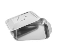 INOOMP Bandeja para Asar Pescado Acero Inoxidable con Tapa, Molde Rectangular Profundo 41x22x7.5 Cm, Bandeja Multifuncional para Horno y Parrilla, Adecuado para Barbacoas y Reuniones