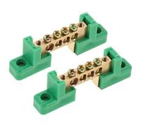 INOOMP Barras de Puesta a Tierra de Cobre 2 Piezas 6x9 Cm 4 Posiciones Terminales Bloque Conexión Eléctrica para Caja Distribución Equipos Industriales