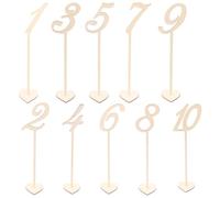 INOOMP Bases de Madera Tarjetas de Mesa de Boda Beige Forma de Corazón Soporte Resistente para Números del 1 al 10 para Ambientación en Recepción y Fiestas