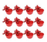 INOOMP Bebedero Portátil para Aves y Mascotas Domésticas, 12 Piezas, Color Rojo, Material Plástico Estable, Fácil de Limpiar, Adecuado para Hogar y Tienda de Mascotas