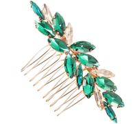 INOOMP Boda Cristales Verdes, Accesorio para Cabello de Novia, Diseño Lateral Elegante, Fácil de Colocar, Adecuado para Novias y Damas de Honor en Bodas y Fiestas Obsequios