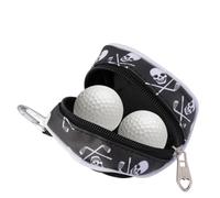 INOOMP Bolsa de Mano para Balones de Golf Diseño de Calavera, Material PU, Cierre Cremallera Fácil de Abrir y Cerrar, Bolso Deportivo Negro Adecuado para Accesorios Golf