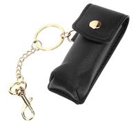 INOOMP Bolsa para Lápiz Labial Portátil Llavero Negro, Estuche de PU Compacto y Ligero, Soporte para Bálsamo Labial Adecuado para Viajes y Organización de Belleza Femenina