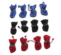INOOMP Botas Impermeables para Perros 3 Juegos Antideslizantes Cálidas Tamaño L Partículas para Días Lluviosos Mascotas Colores Rojo Negro Azul