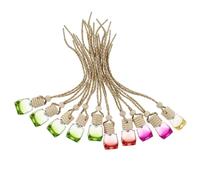 INOOMP Botella de Spray Recargable para Coche Diseño Colgante de Vidrio y Madera que Mantiene el Ambiente Fresco, Paquete de 10 Piezas Adecuado para Decoración y Color Aleatorio