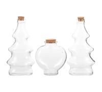 INOOMP Botellas de Vidrio Transparentes Incluye Botella Corazón Tapón de Corcho Tamaño Mediano Set de 3 Piezas para Ceremonia de Arena Adorno para Bodas y Manualidades