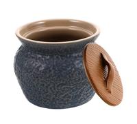 INOOMP Cacerola de Cerámica con Tapa, Cacerola China Azul, para Cocinar Sopa Vapor, Mini Cazuela de Cerámica para Estofado, para Hogares Pequeños y Solteros
