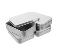 INOOMP Caja de Hojalata Rectangular para Regalos 4 Piezas Plateada, Almacenamiento Seguro de Grado Alimenticio, Acabado Cepillado, Adecuado para Dulces, Fiestas, Bodas y Organización