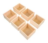 INOOMP Caja de Madera Rústica Formas Cuadradas y Redondas sin Tapa para Almacenamiento, Ligera y Pintable, 6 Piezas Adecuado para Manualidades y Organización