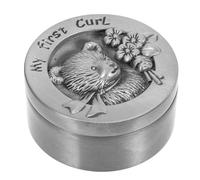 INOOMP Caja Metálica para Recuerdos de Primer Corte de Pelo Niña Contenedor Portátil para Almacenamiento de Cabello Fetal con Diseño de Oso Antiguo Práctico y Duradero