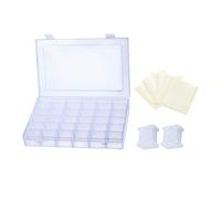 INOOMP Caja Organizadora de Hilo para Bordado 36 Compartimentos, Bobinadoras de Plástico 90 Piezas, Pegatinas Adhesivas 5 Unidades, Estuche para Punto de Cruz y Almacenaje DIY