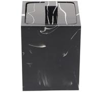 INOOMP Caja Organizadora de Hisopos de Algodón Tapa y Diseño Mármol Negro, Soporte Compacto para Bastoncillos y Discos de Algodón, Adecuado para Baño, Hogar y Hotel, Resistente