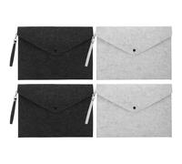 INOOMP Carpeta de Fieltro A4 con Cierre a Presión y Asa, Juego de 4 Unidades (2 Gris Claro 2 Gris Oscuro), Organizador Portátil de Documentos y Maletín para Oficina y Escuela