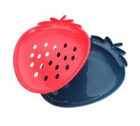 INOOMP Cesta de Drenaje de Plástico de Doble Capa para Lavar Frutas y Arroz, Diseño Versátil Cesta Incorporada, Colores Azul y Rojo para Uso Doméstico Reutilizable