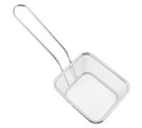 INOOMP Cesta para Freír de Acero Inoxidable Plata para Patatas Fritas | Cesta Mini Mango de Acero Inoxidable, Orificios Pequeños y Bordes Suaves, para Chefs y Hogares