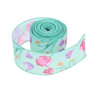 INOOMP Cinta Floral de Primavera Verde de Poliéster con Alambre de Hierro, Resistente la Decoloración y Fácil de Cortar para Lazos y Guirnaldas DIY Día Madre