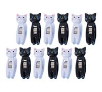 INOOMP Clips de Notas Forma de Gato, 12 Piezas de Plástico Multifuncionales, Resistentes al Viento y Decorativos para Uso Diario y Oficina