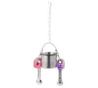 INOOMP Comedero Colgante para Pájaros y Loros Taza de Comida y Agua, Material Acero Inoxidable y Plástico, Gran Capacidad Adecuado para Jardín y Thanksgiving Color Color Aleatorio