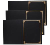 INOOMP Cubierta Concesión de Papel Decorativo Negra, Tamaño Portátil, 3 Unidades, Porta Documentos para Diplomas y Premios, Protección Ligera para Documentos Importantes