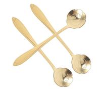 INOOMP Cucharas de Acero Inoxidable Cucharas para Té Diseño de Rosa Dorada Juego de 3 Mango Elegante y Forma de Flor para Café y Miel