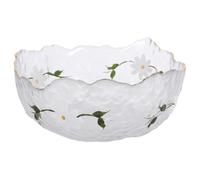 INOOMP Cuenco Estampado de Margaritas Multifunción de Vidrio Martillado, Recipiente Decorativo para Frutas y Postres, Diseño Japonés Elegante, Adecuado para Uso en Hogar y Restaurante