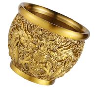 INOOMP Cuenco Fortuna Chino de Latón Repujado Cuenco de Riqueza Diseño de Dragones Decoración de Escritorio para Sala de Estar Tamaño Mediano Cuenca Fortuna para Feng Shui
