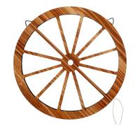 INOOMP Decoración de Pared de Rueda de Carro de Madera, Colgante de Pared de Madera Estilo Rústico Vintage, Marrón, para Interiores Temáticos del Oeste y Jardines, Fácil Instalación
