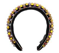 INOOMP Diadema Ancha Vintage para Mujer con Pedrería y Cristales Banda para Cabello Brillante y Acolchada Accesorio Elegante para Bodas y Fiestas