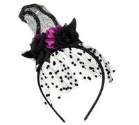 INOOMP Diadema de Encaje Fácil Tela y Cómoda de Negro Elegante de Combinar Sombrero de Bruja Pequeña Diseño de Halloween para Mujer para Fiestas Disfraces