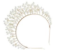 INOOMP Diadema de Novia Dorada de Aleación Ligera Diseño Elegante, Tocado para Boda y Compromiso que Crea un Peinado Impresionante y Brillante