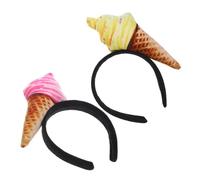 INOOMP Diademas de Helado 2 Piezas Amarillo y Rosa Accesorios Cabello de Mujer Bandas Divertidas para Lavarse la Cara y Maquillaje Diademas Decorativas Cómodas para Fiesta y Uso