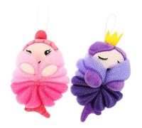 INOOMP Esponjas De Baño Infantiles De Dibujos Animados 2 Unidades Suaves y Esponjosas Para Depuración Corporal, Color Rosa y Morado, Ideales Cuidado Piel y Baño Divertido De Niños