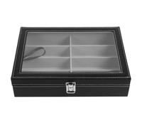 INOOMP Estuche Organizador para Gafas de Sol Negro con Interior Gris, 8 Compartimentos, Material de Densidad PU Tela Suave, Expositor Durable para Almacenamiento y Exhibición en Tiendas