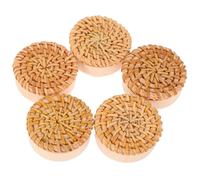 INOOMP Ganchos de Pared de Ratán Natural 5 Piezas, Perchas Tejidas Redondas Rústicas, Soportes de Gancho de Alta Resistencia para Sala, Dormitorio y Organización Interior y Exterior