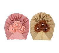 INOOMP Gorro Orejeras Niña Cómodo de Algodón Imitación, 2 Piezas Turbantes Bonitos Fotografía y Vida Diaria