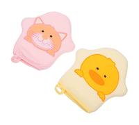 INOOMP Guantes De Baño Para Ñiño Estampado De Dibujos Animados, Suaves y Absorbentes, 2 Piezas, Algodón Elástico, Para Recién Nacidos y Niños, Uso Hogar y Viaje, Set Anilla Colgante