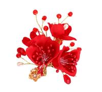 INOOMP Horquilla Pelo de Flor Roja Hecha a Mano Buen Agarre y Tela, Accesorio Elegante para Fiesta y Boda en Mujeres y Niñas