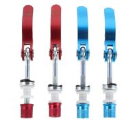 INOOMP Juego de 4 Abrazaderas de Liberación Rápida para Tija de Sillín de Bicicleta, Aleación de Aluminio, Pernos Antideslizantes, Colores Rojo y Azul, Compatibles Bicicletas de Montaña