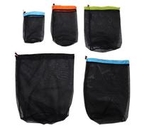 INOOMP Juego de Bolsas de Compresión de Malla para Sacos de Dormir, Conjunto de 5 Tamaños (s, M, L, XL, XXL), Poliéster Negro, Ligera y Plegable para Camping, Senderismo y Viajes al Aire