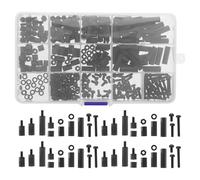 INOOMP Juego Surtido de 260 Tornillos y Tuercas de Nailon M3 Negros Espaciadores Hexagonales Roscados para Pcb y Montaje Industrial, Kit de Arandelas y Separadores Duraderos
