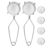 INOOMP Kit para Fundir Metales Crisoles de Cuarzo Resistentes al Fuego, Pinzas de Acero Inoxidable para Fundición, 8 Piezas (5 Onzas X2, 2 Onzas X4, 2 Pinzas), Herramientas para Joyería