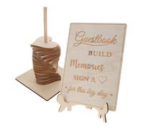 INOOMP Letrero de Boda de Madera en Forma de Corazón, Tablero para Firmas y Mensajes, Decoración para Recepción y Ceremonia, Accesorio Imprescindible para Eventos y Obsequio