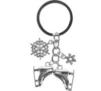 INOOMP Llavero con Diseño de Copo de Hielo y Patines, Colgante de Aleación de Zinc Plata, Decoración Creativa para Bolso, Obsequio Adecuado en Navidad y Cumpleaños